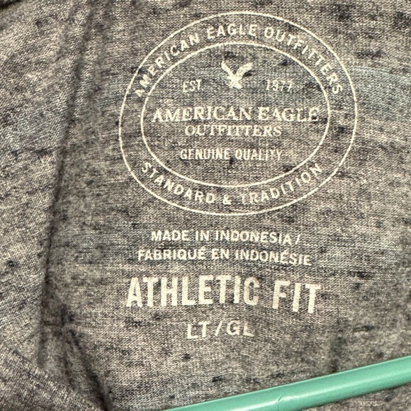 American Eagle Gray and Teal Men's Shirt - Picture 2 of 3